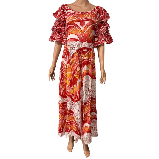 (Size 18) Hand-Painted Triple-Flare Sleeved Dress