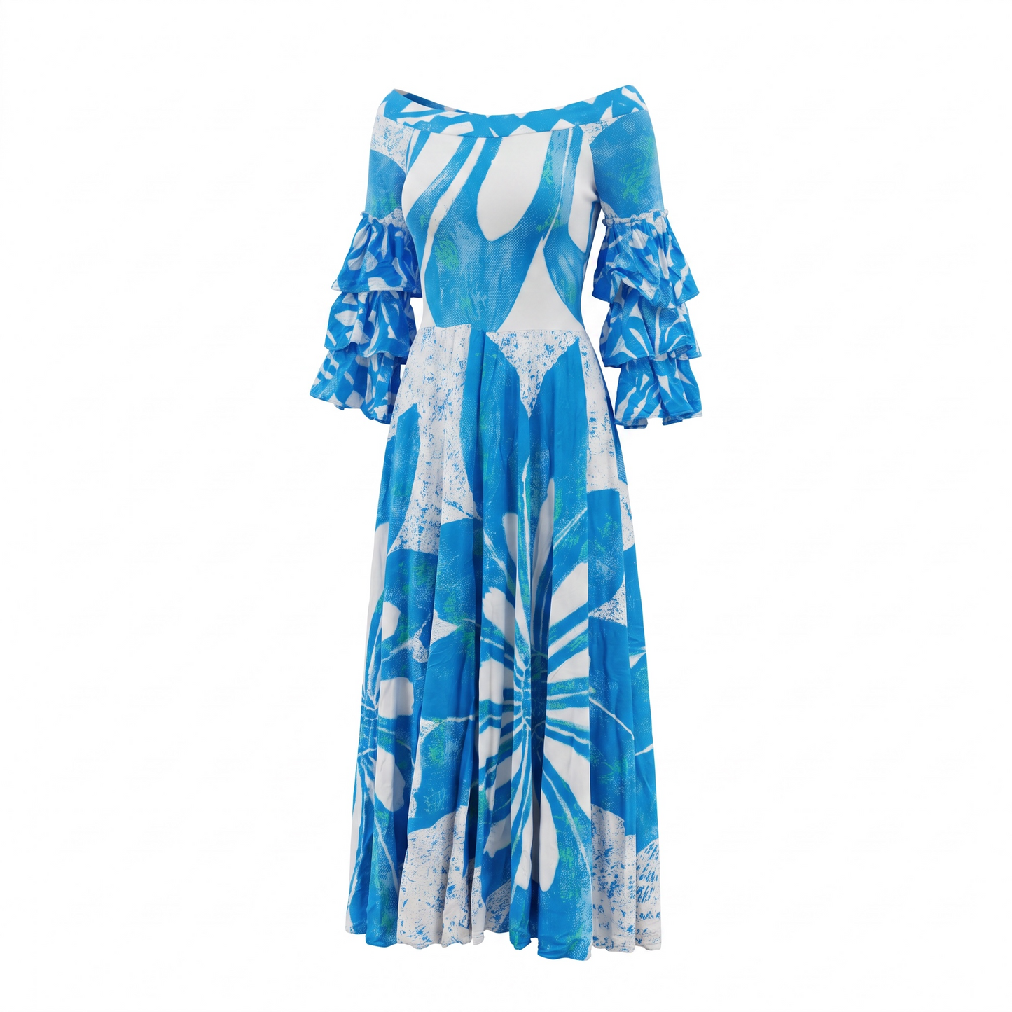(Size 10) Hand-Painted Triple-Flare Sleeved Dress