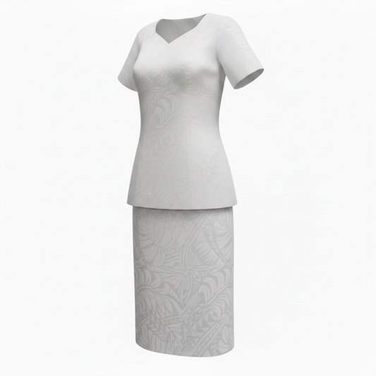 (Size 20) Hand-Painted White Puletasi