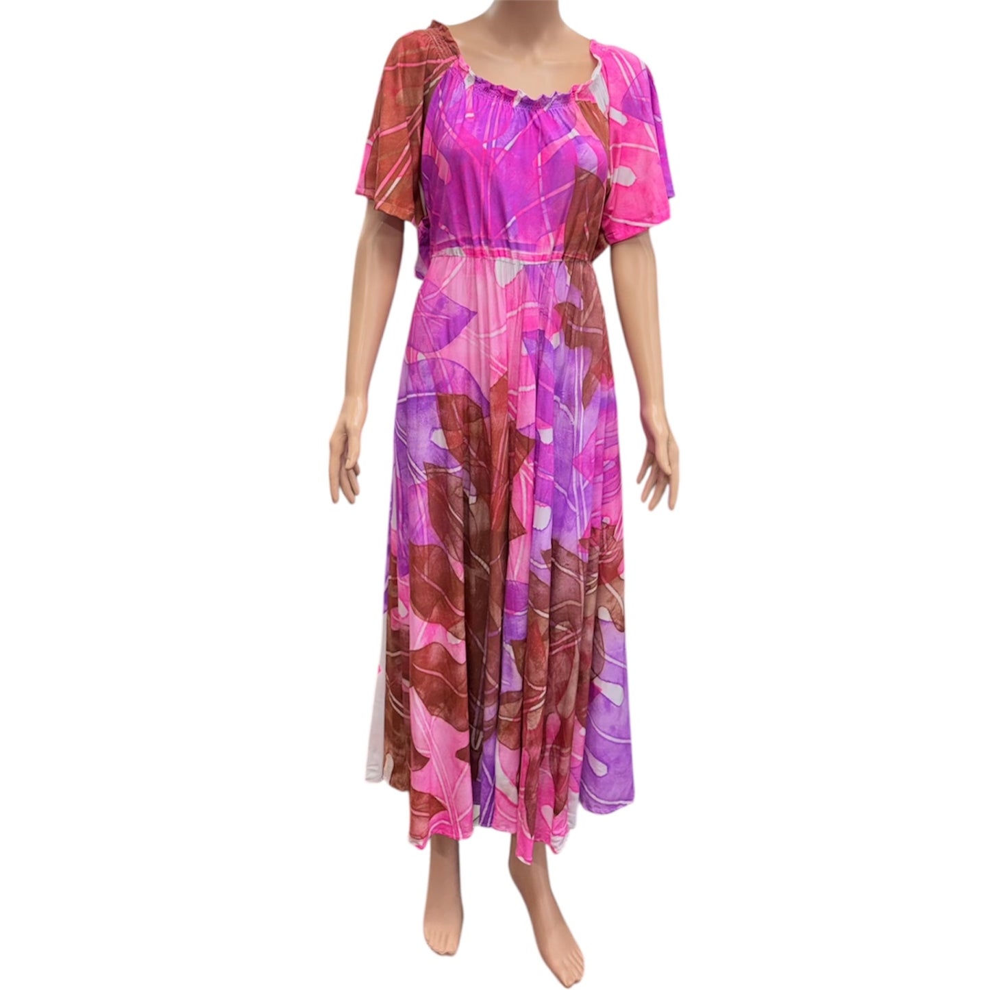 (Size 24) Hand-painted Petal Sleeves Dress