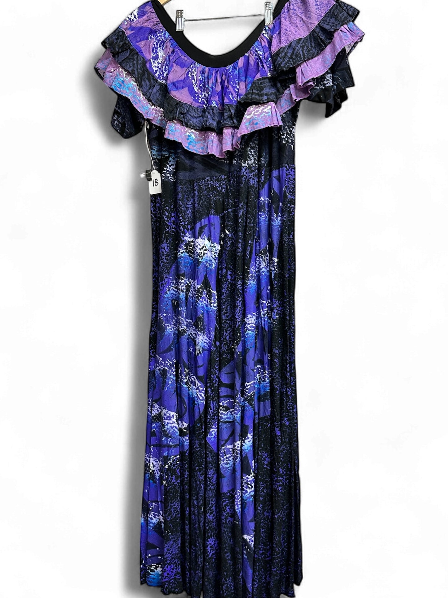 Hand-Painted Frilled-Neck Dress