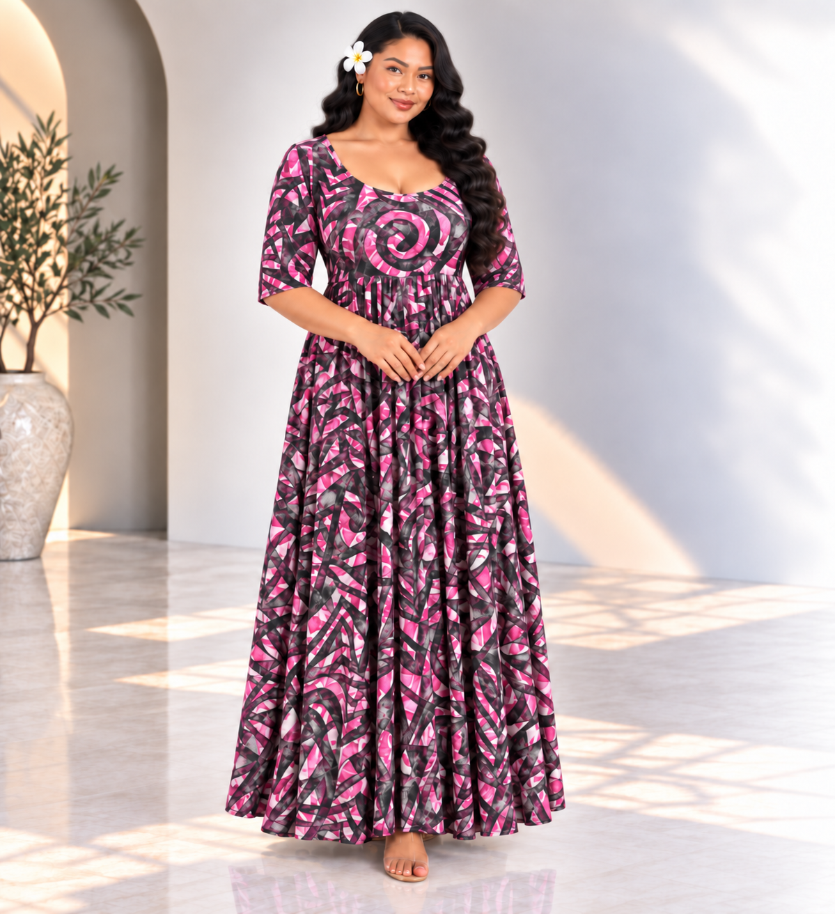 (Size 22) Hand-Painted A-Line Dress
