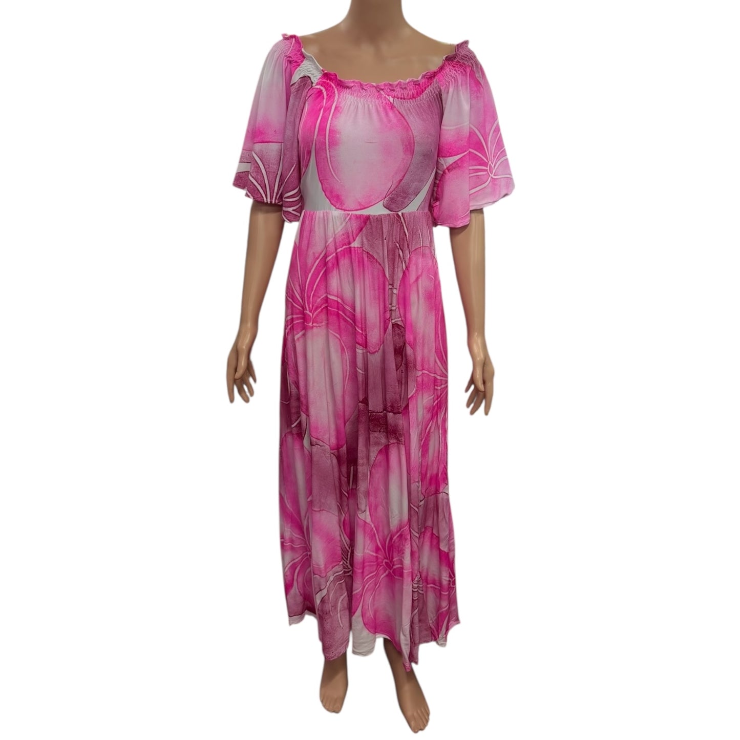 (Size 14) Hand-painted Petal Sleeves Dress