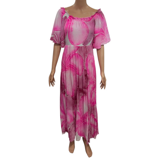 (Size 14) Hand-painted Petal Sleeves Dress