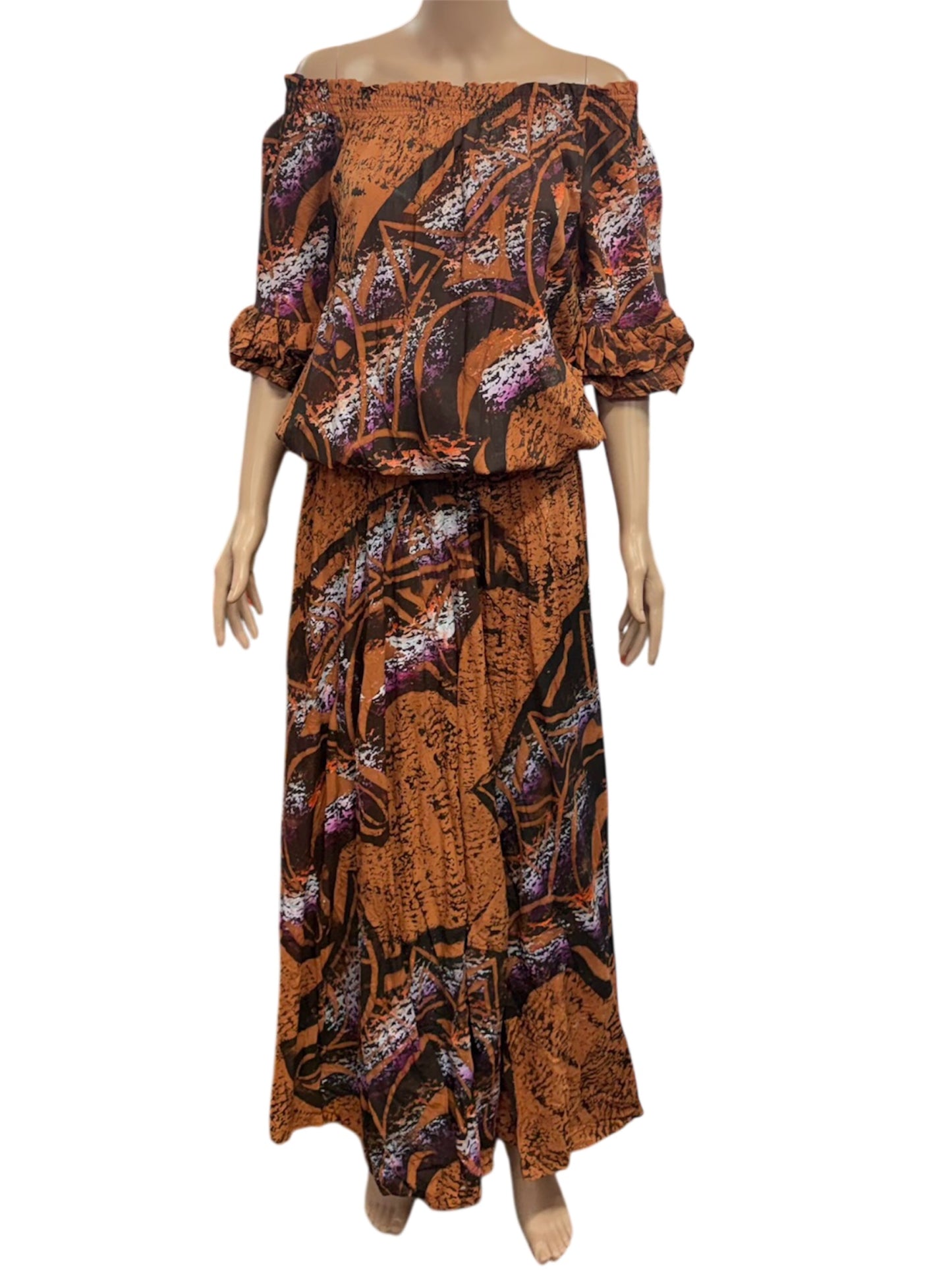 (Size 14) Hand-Painted Waist-band Dress