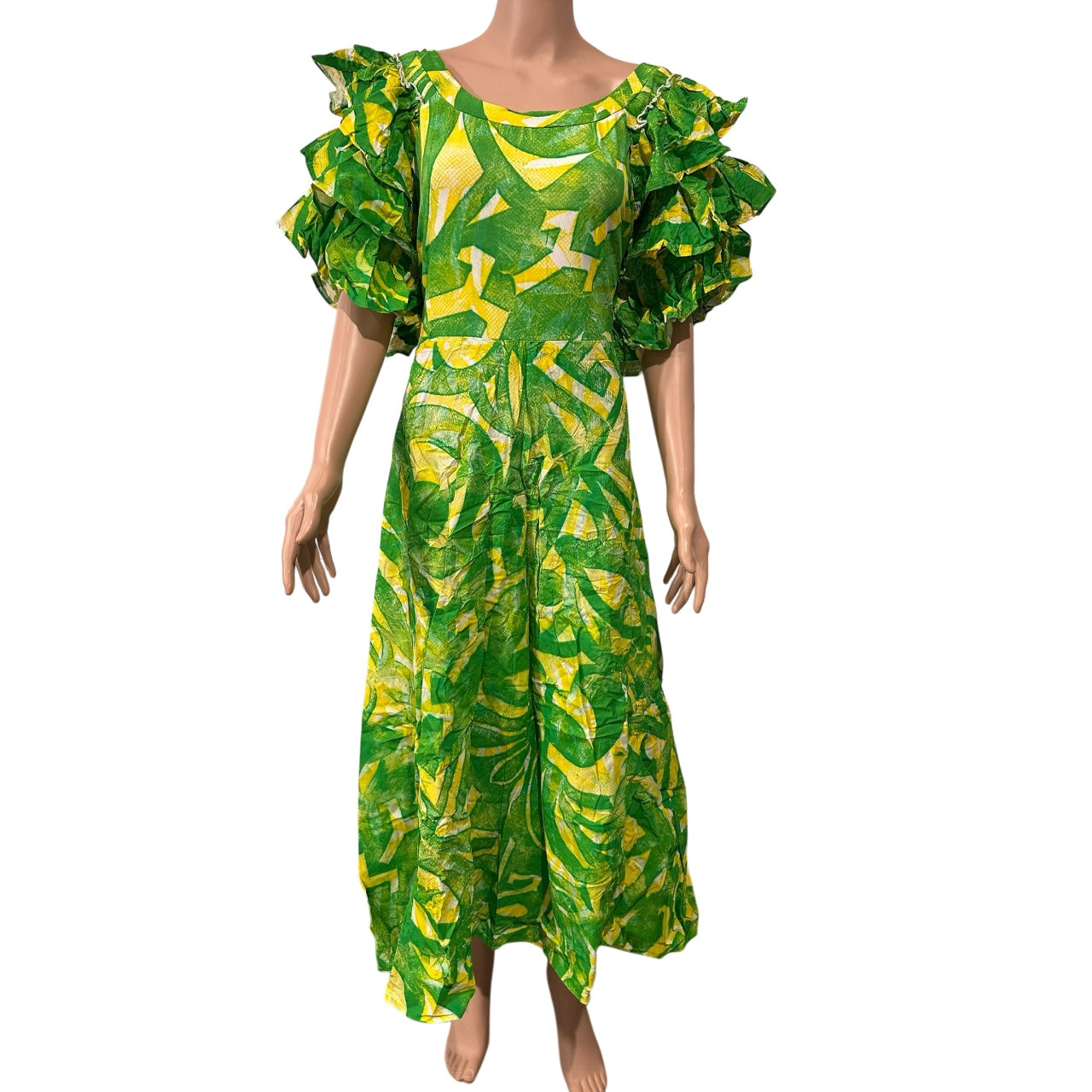 (Size 24) Hand-Painted Triple-Flare Sleeved Dress