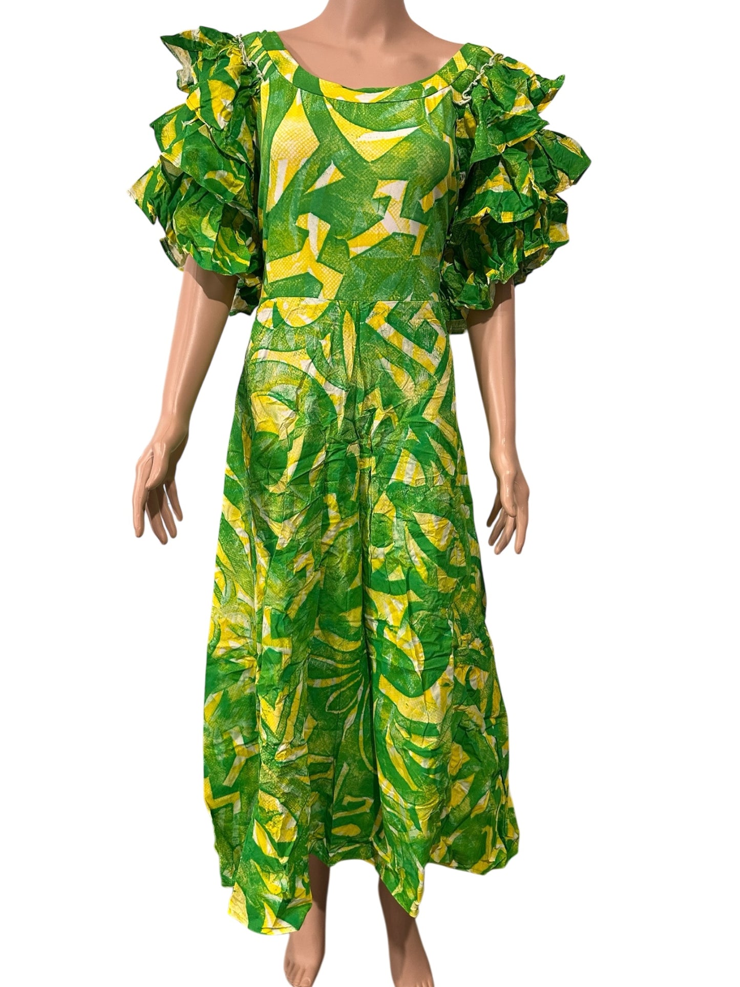 (Size 24) Hand-Painted Triple-Flare Sleeved Dress