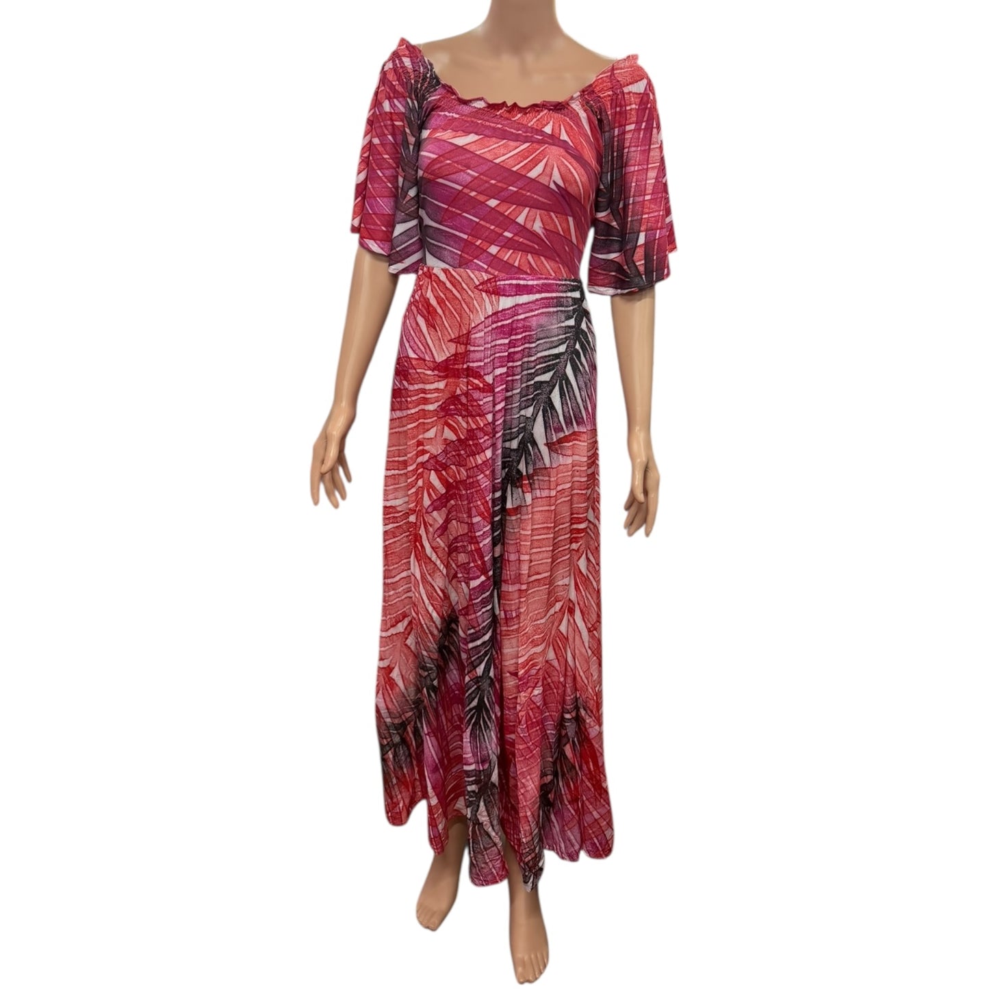 (Size 14) Hand-painted Petal Sleeves Dress