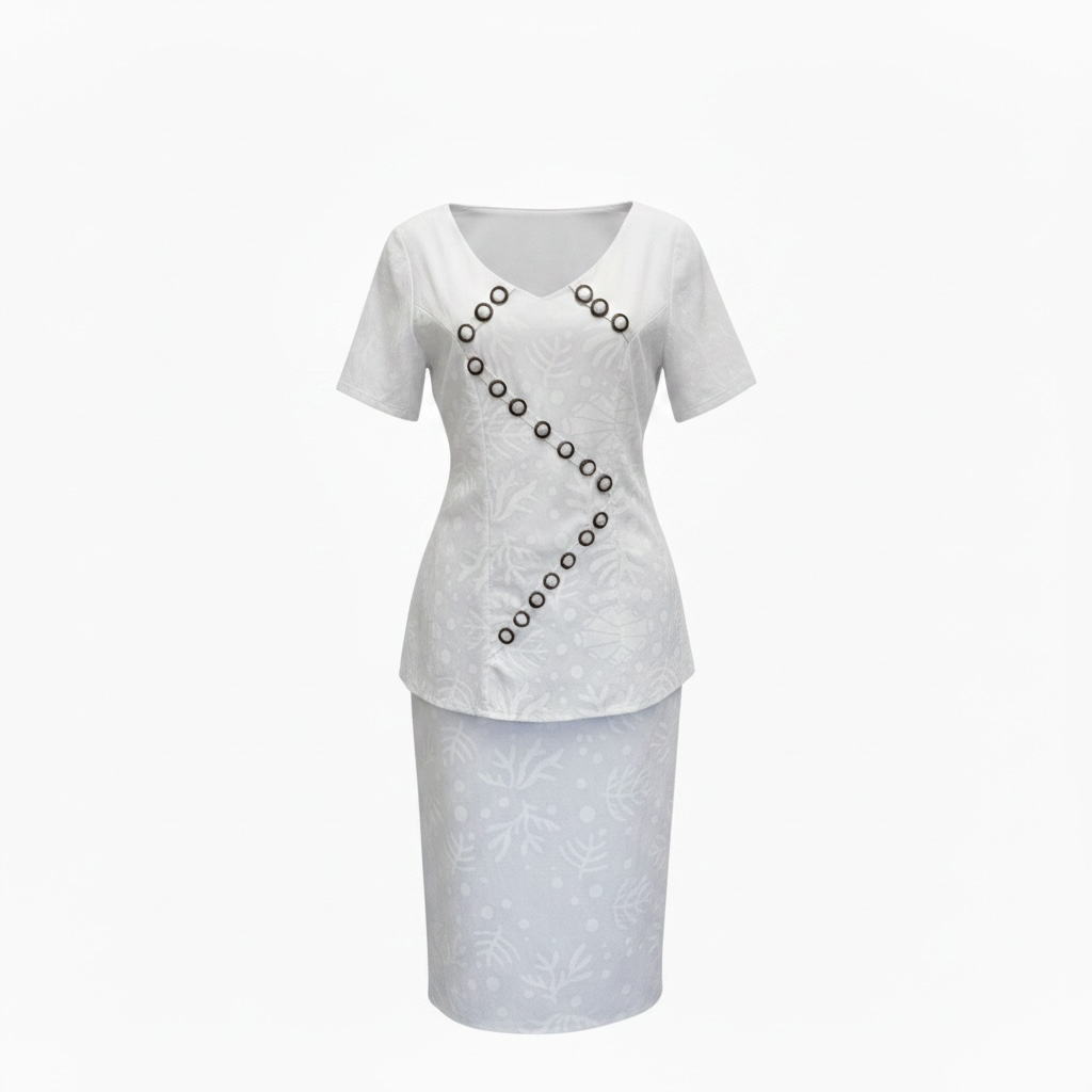 (Size 22) Hand-Painted White Puletasi