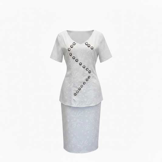 (Size 22) Hand-Painted White Puletasi
