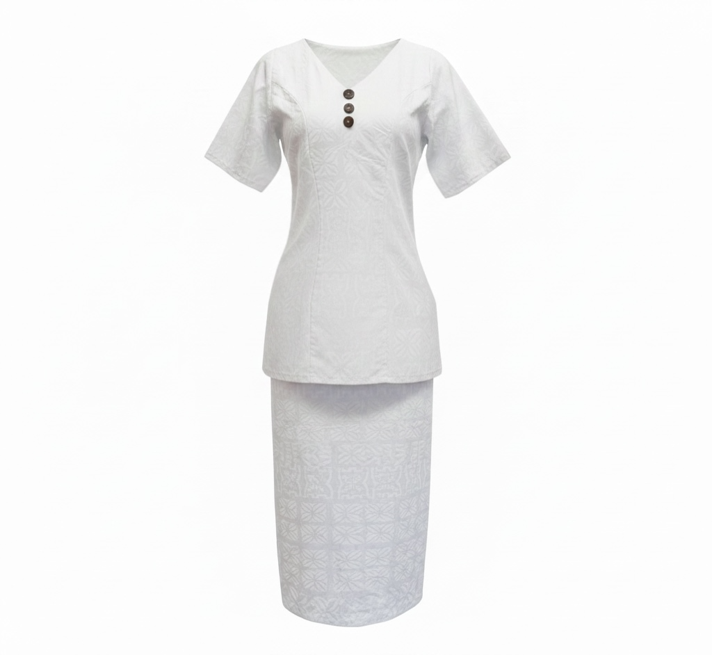 (Size 16) Hand-Painted White Puletasi