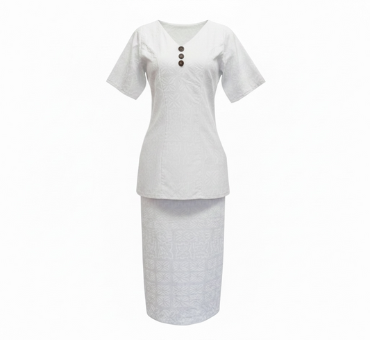 (Size 16) Hand-Painted White Puletasi