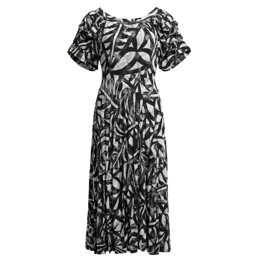 (Size 22) Hand-Painted Triple-Flare Sleeved Dress