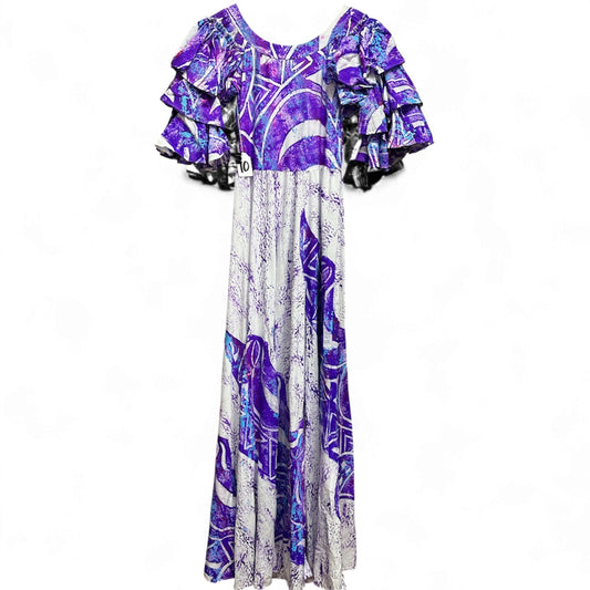 Hand-Painted Triple-Flare Sleeved Dress