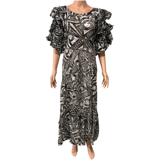 (Size 24) Hand-Painted Triple-Flare Sleeved Dress