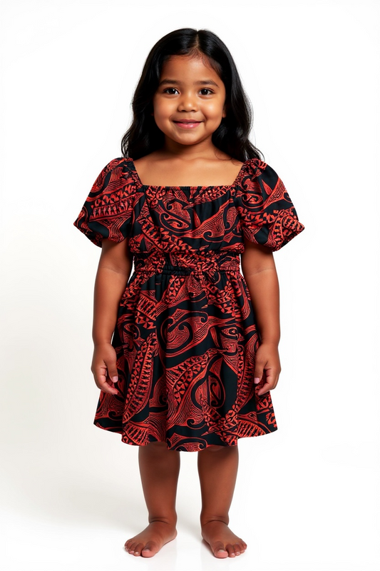 Mylie Red Smocked Girl’s Dress