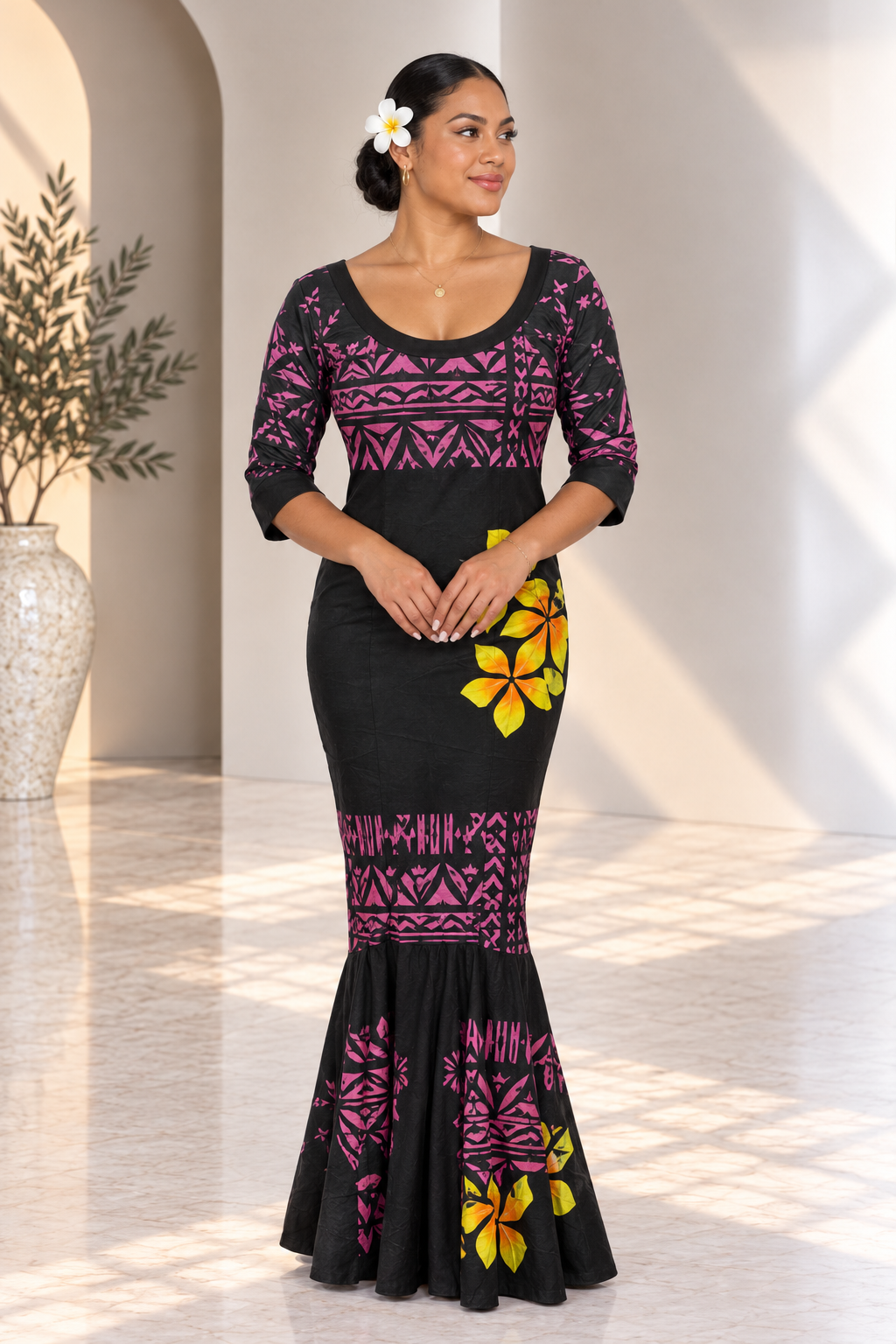 Hand-Painted Black Mermaid Dress (Size 10)
