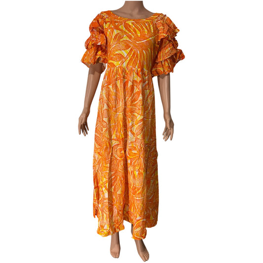 (Size 16) Hand-Painted Triple-Flare Sleeved Dress