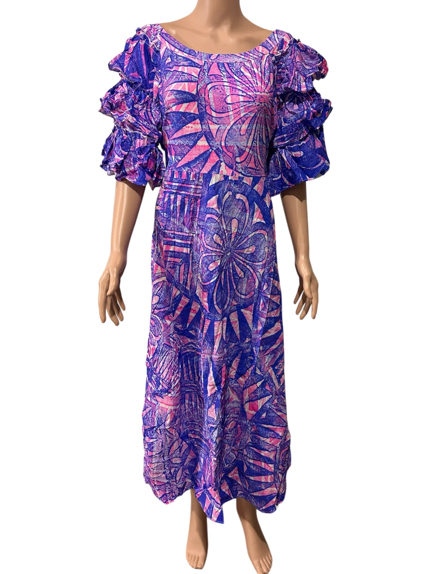 (Size 22) Hand-Painted Triple-Flare Sleeved Dress