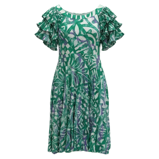 (Size 22) Hand-Painted Triple-Flare Sleeved Dress