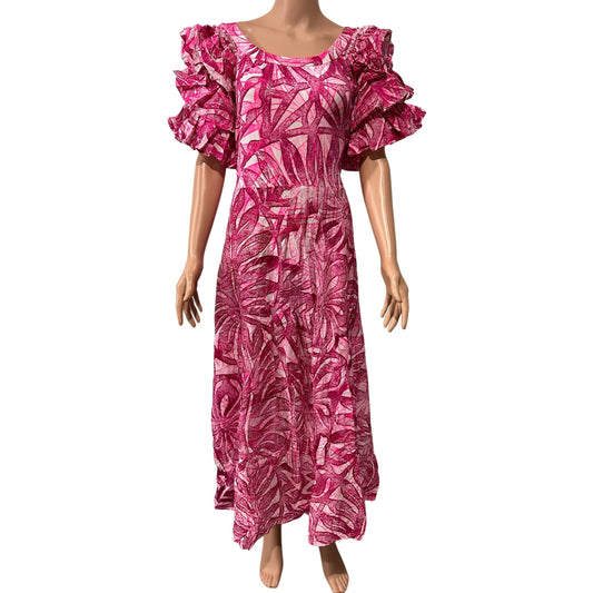 (Size 26) Hand-Painted Triple-Flare Sleeved Dress