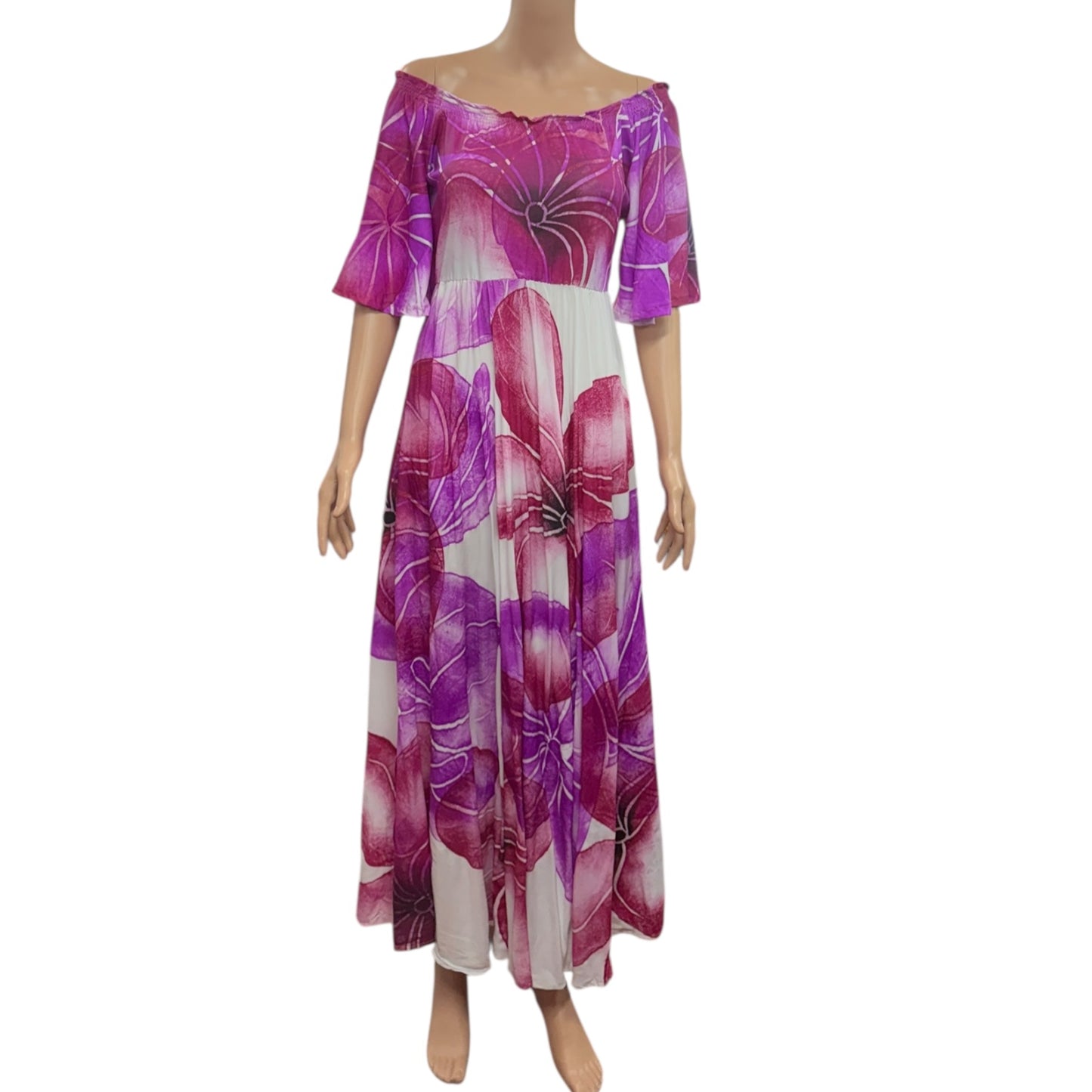 (Size 14) Hand-painted Petal Sleeves Dress