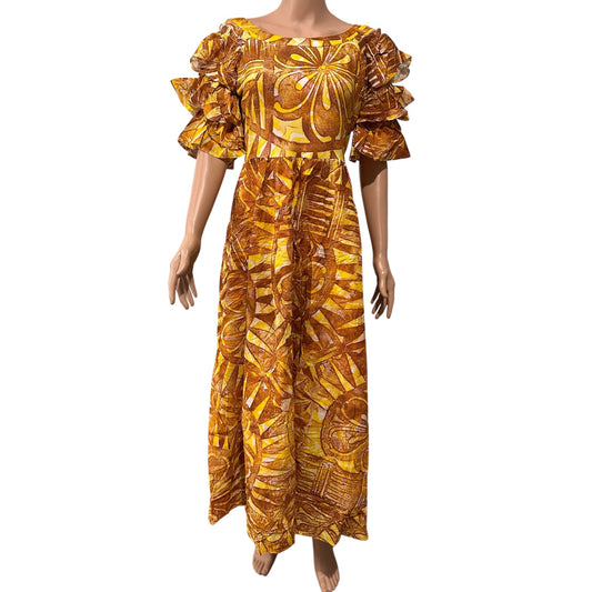 (Size 14) Hand-Painted Triple-Flare Sleeved Dress