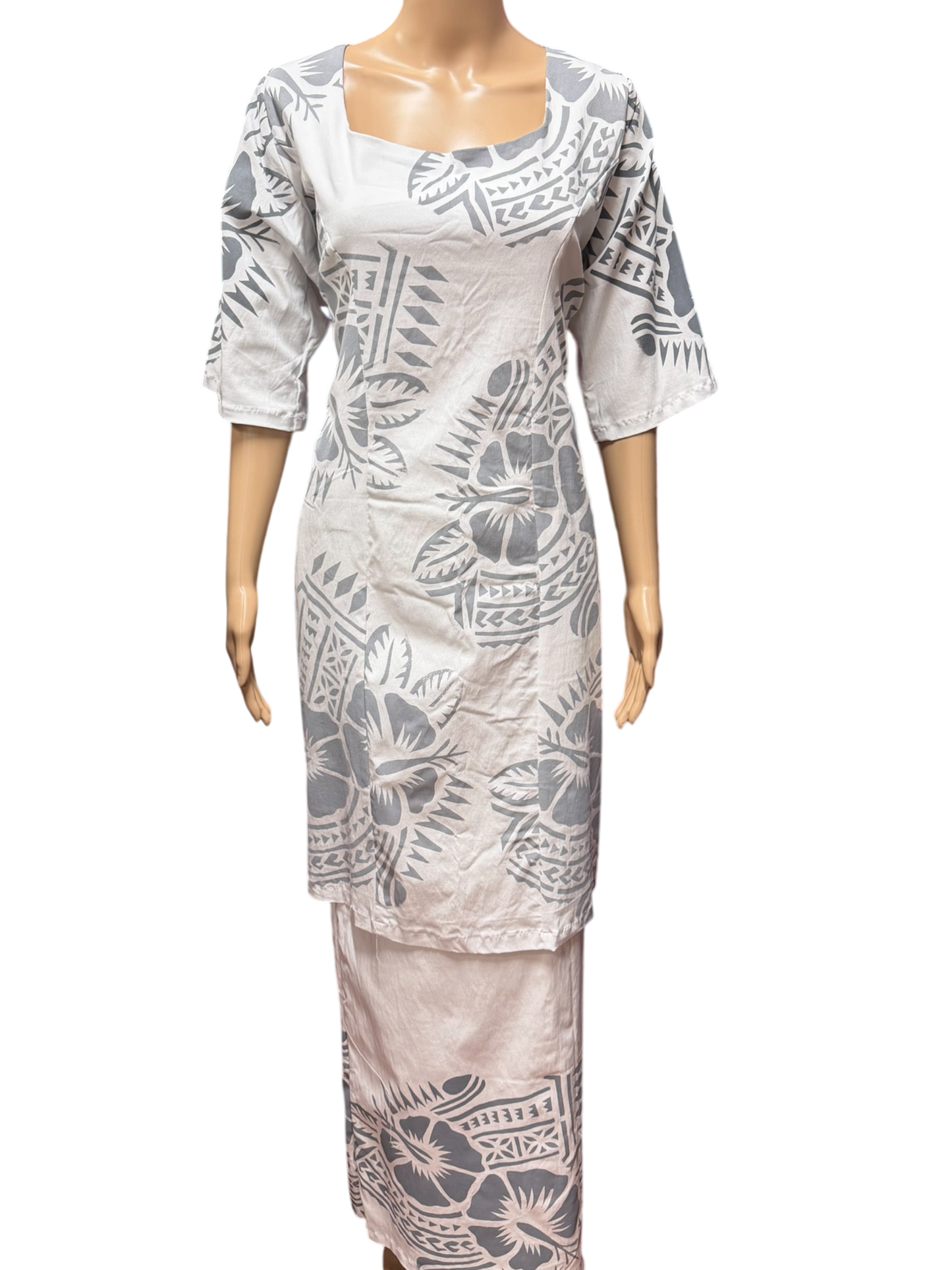 (Size 20) Hand-Painted White Puletasi