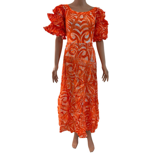 (Size 18) Hand-Painted Triple-Flare Sleeved Dress