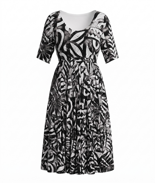 (Size 18) Hand-Painted A-Line Dress