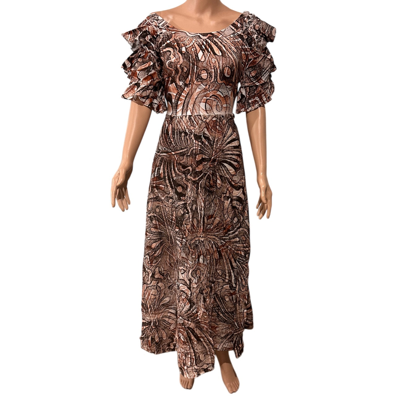 (Size 16) Hand-Painted Triple-Flare Sleeved Dress