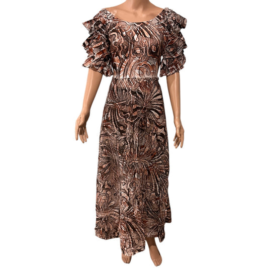 (Size 16) Hand-Painted Triple-Flare Sleeved Dress