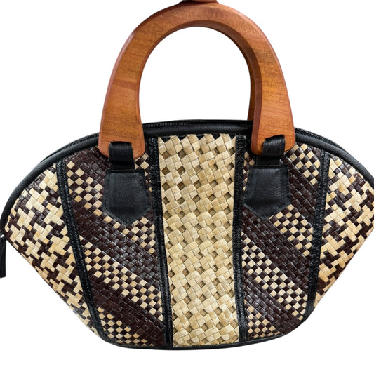 Espresso paneled Satchel tote Bag