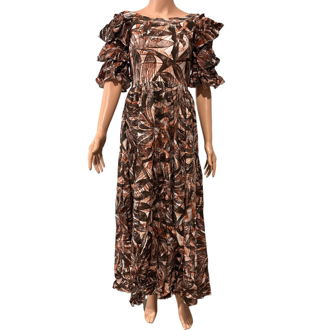 (Size 12) Hand-Painted Triple-Flare Sleeved Dress