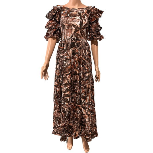 (Size 12) Hand-Painted Triple-Flare Sleeved Dress