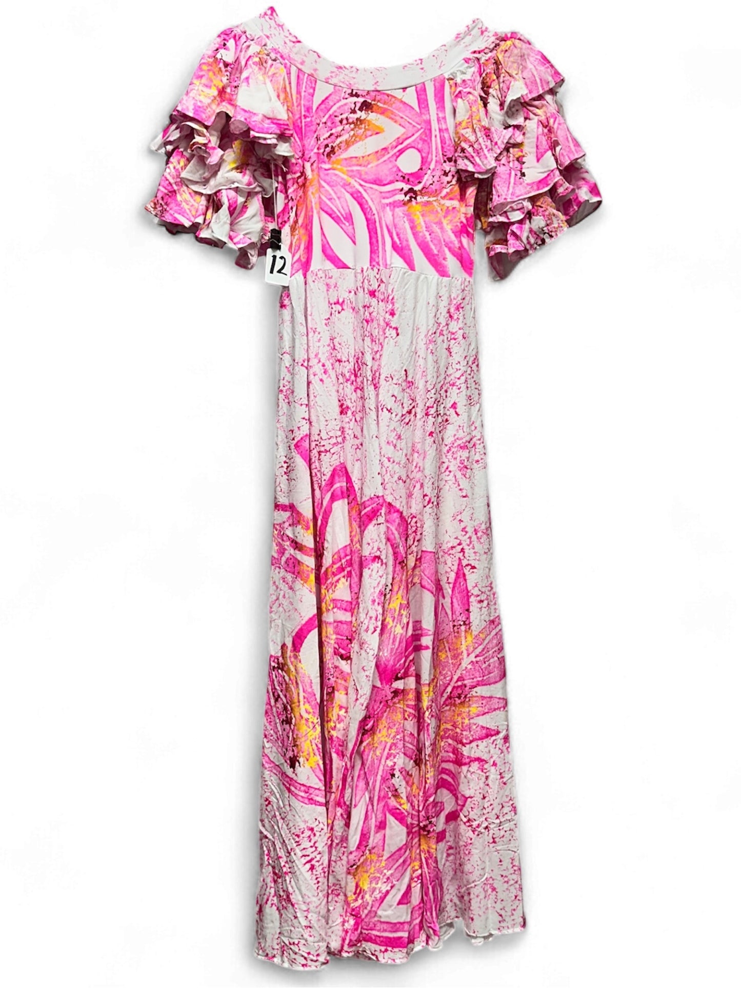 Hand-Painted Triple-Flare Sleeved Dress