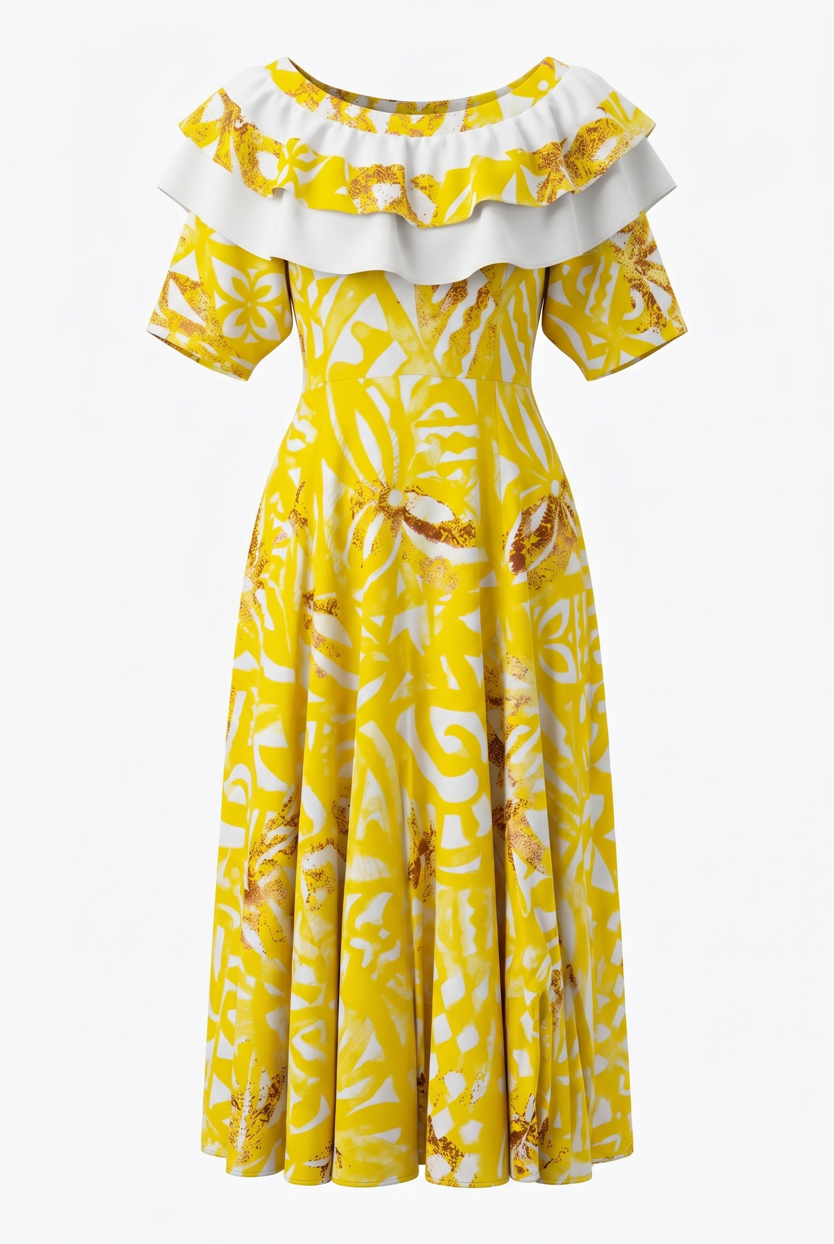 (Size 26) Hand-Painted Frilled-Neck Dress