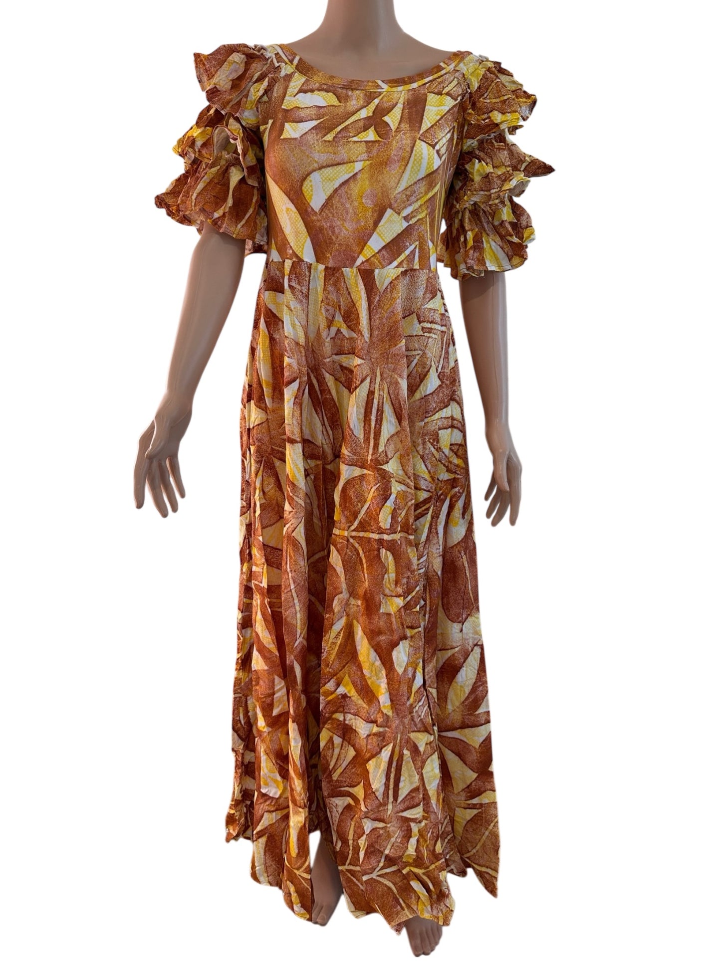 (Size 12) Hand-Painted Triple-Flare Sleeved Dress