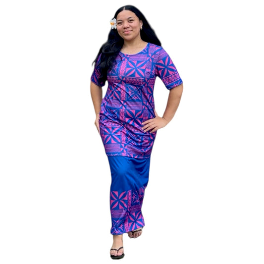 Blue-Pink Tapa Puletasi