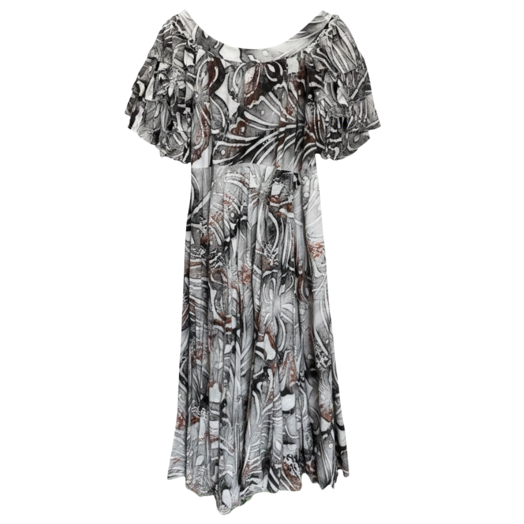 (Size 22) Hand-Painted Triple-Flare Sleeved Dress