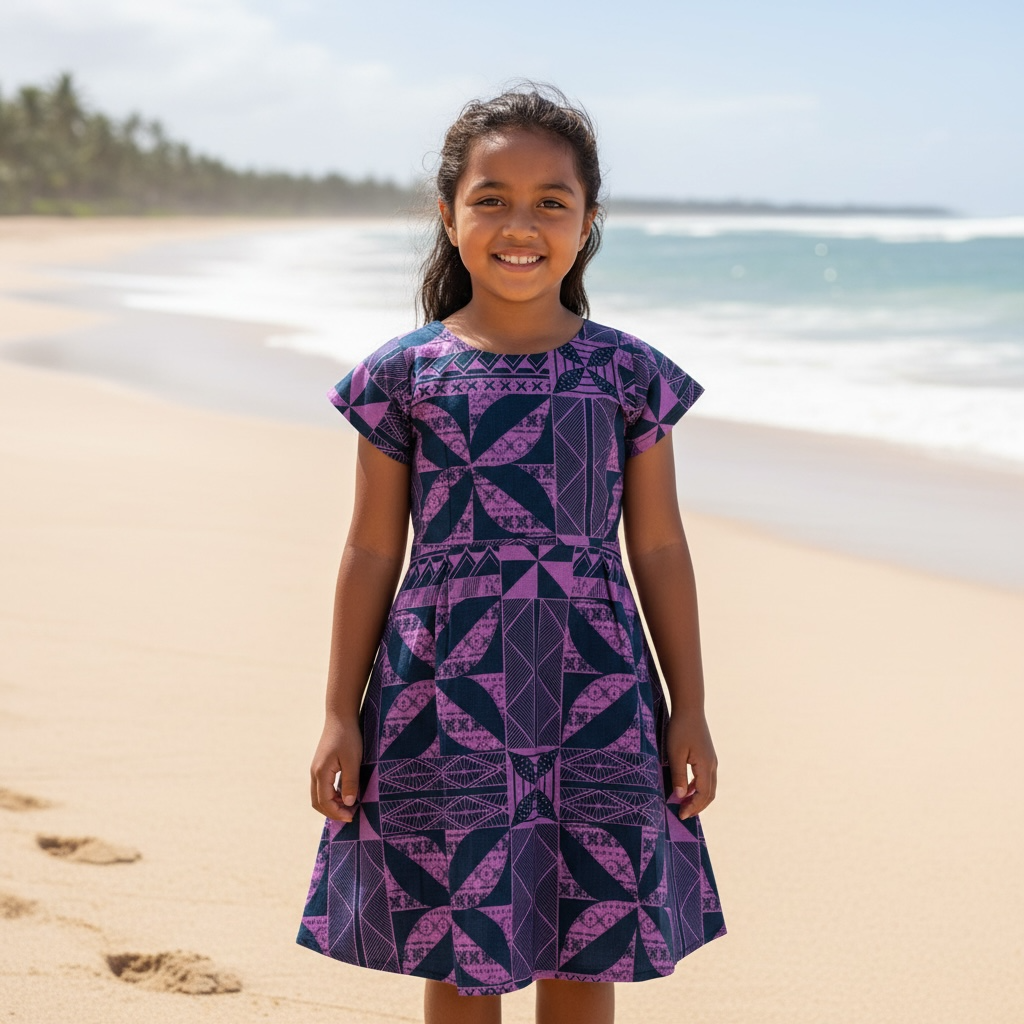 Purple Cap Sleeve Girl’s Dress