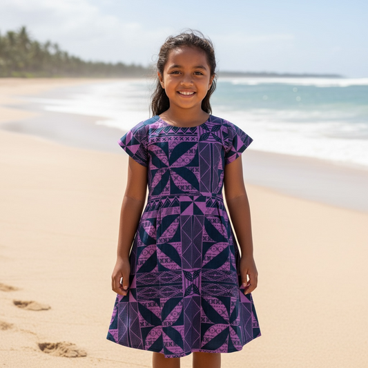 Purple Cap Sleeve Girl’s Dress