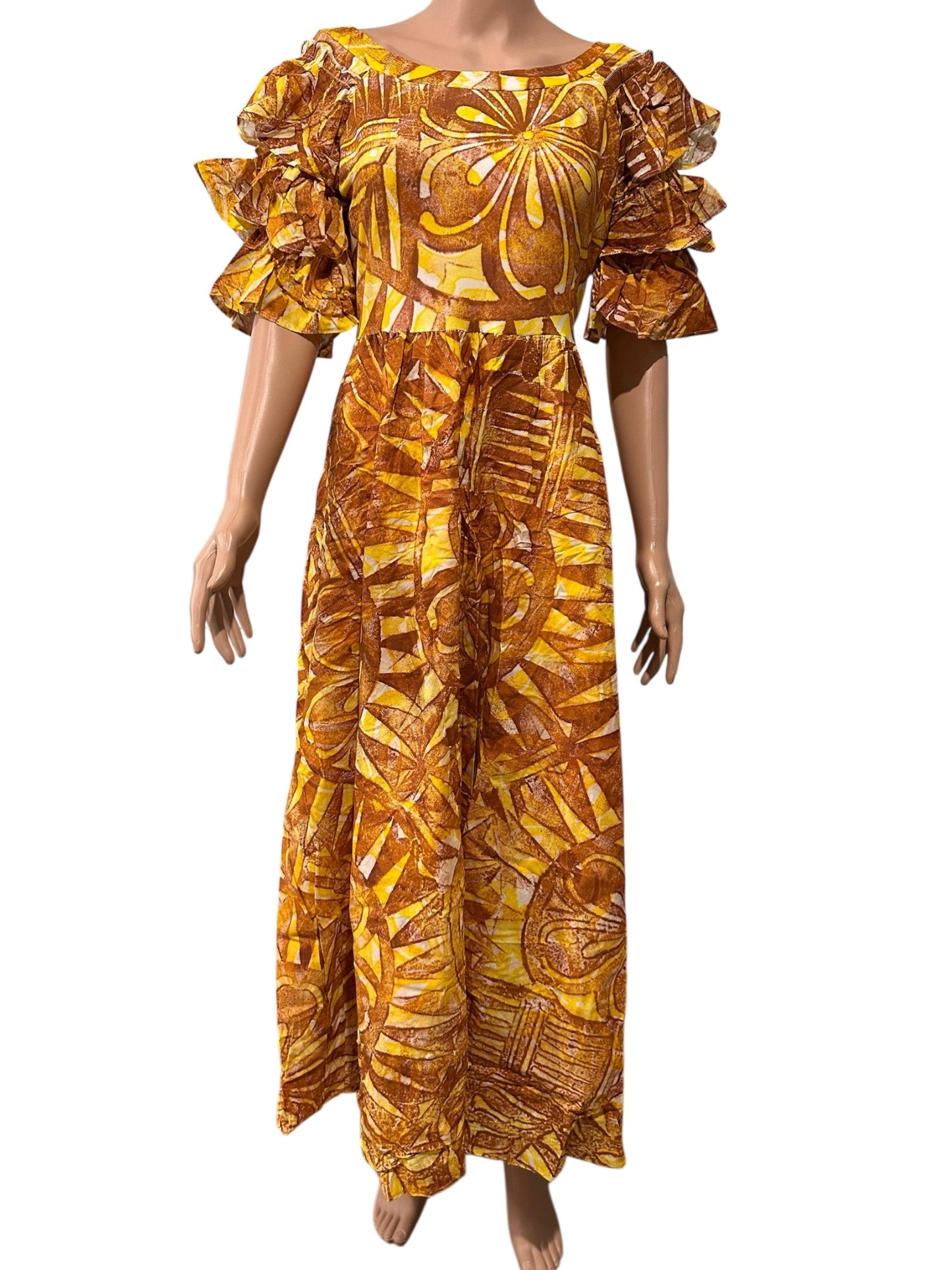 (Size 14) Hand-Painted Triple-Flare Sleeved Dress