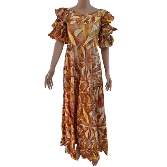 (Size 12) Hand-Painted Triple-Flare Sleeved Dress