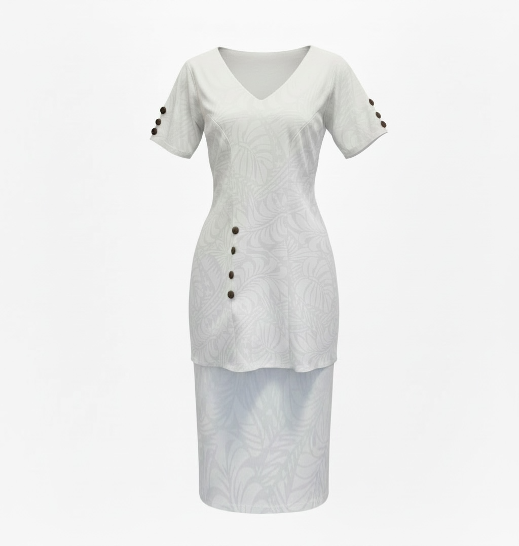 (Size 22) Hand-Painted White Puletasi