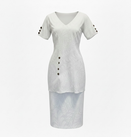 (Size 22) Hand-Painted White Puletasi