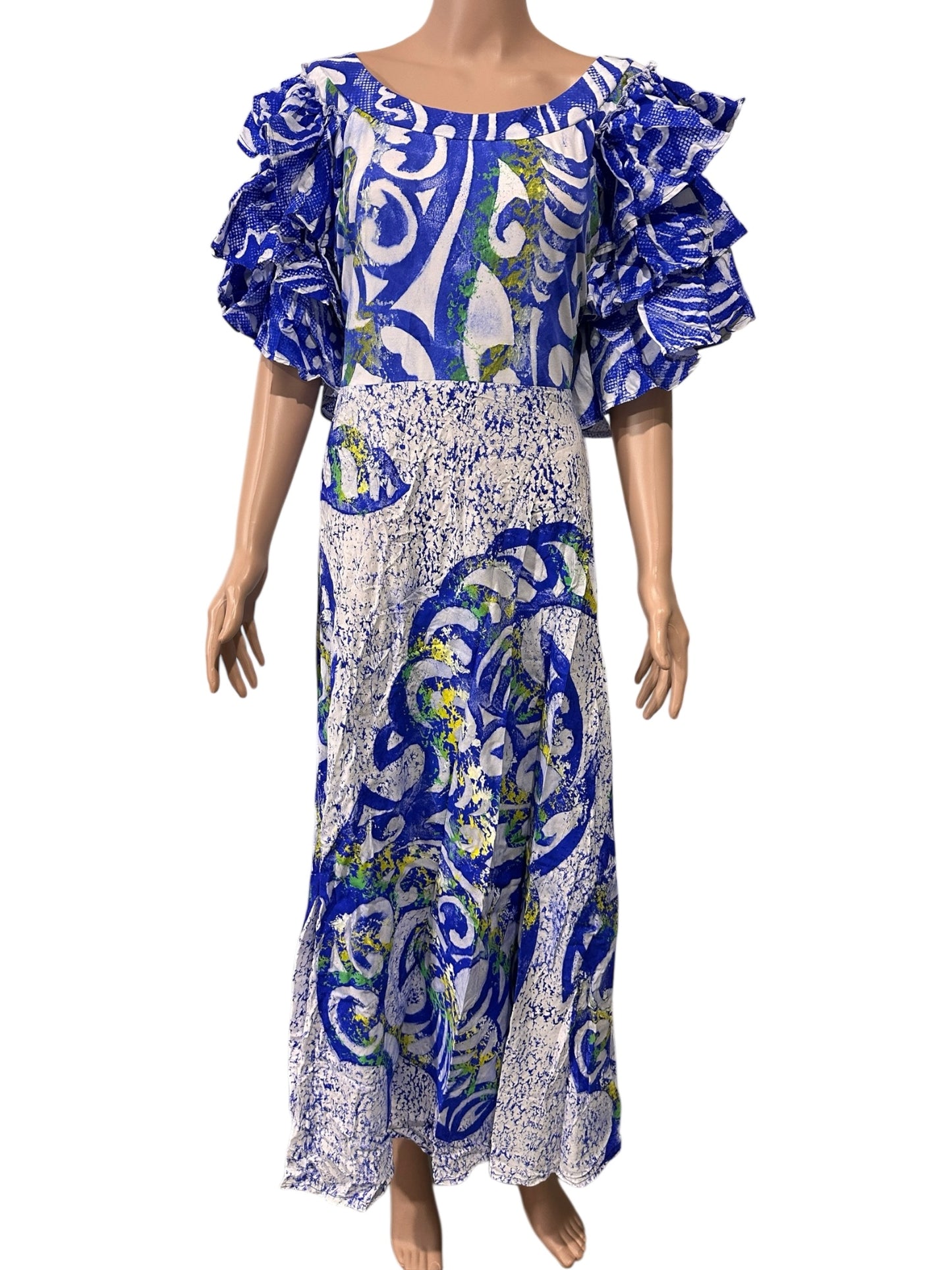 (Size 22) Hand-Painted Triple-Flare Sleeved Dress