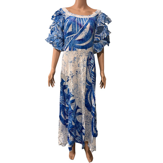 (Size 22) Hand-Painted Triple-Flare Sleeved Dress