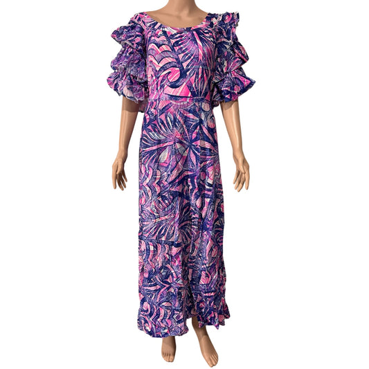 (Size 22) Hand-Painted Triple-Flare Sleeved Dress