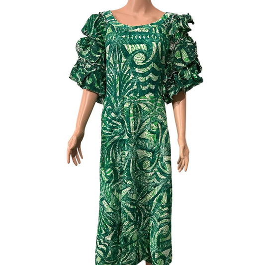 (Size 26) Hand-Painted Triple-Flare Sleeved Dress